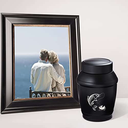 Image of Medium Fishing Urns for Human Ashes Adult Male | Medium Urn for Dad /Men /Father,Decorative Cremation Urn for Men & Women - Memorial Urns for Sharing Ashes