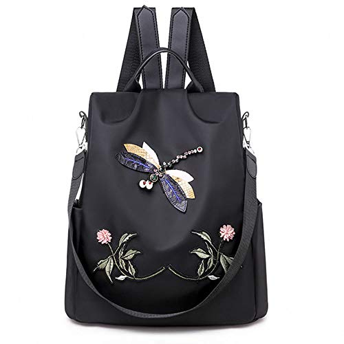 Mochila antifurto oxford urbano bordada impermeável city rock Preto