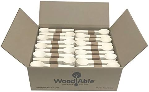 WoodAble - Disposable Wooden Spoons | Alternative to Plastic Cutlery - FSC Certified - Eco Biodegradable Replacements - Single Use Splinter Free - 100% Wood Utensils (1,000 Count)