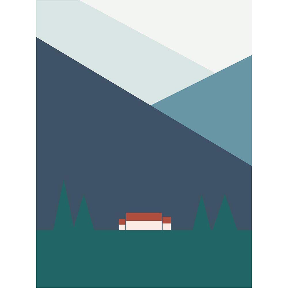 Wee Blue Coo Geometric Shapes Scottish Highland Croft Scotland Art Print Poster Wall Decor 12X16 Inch