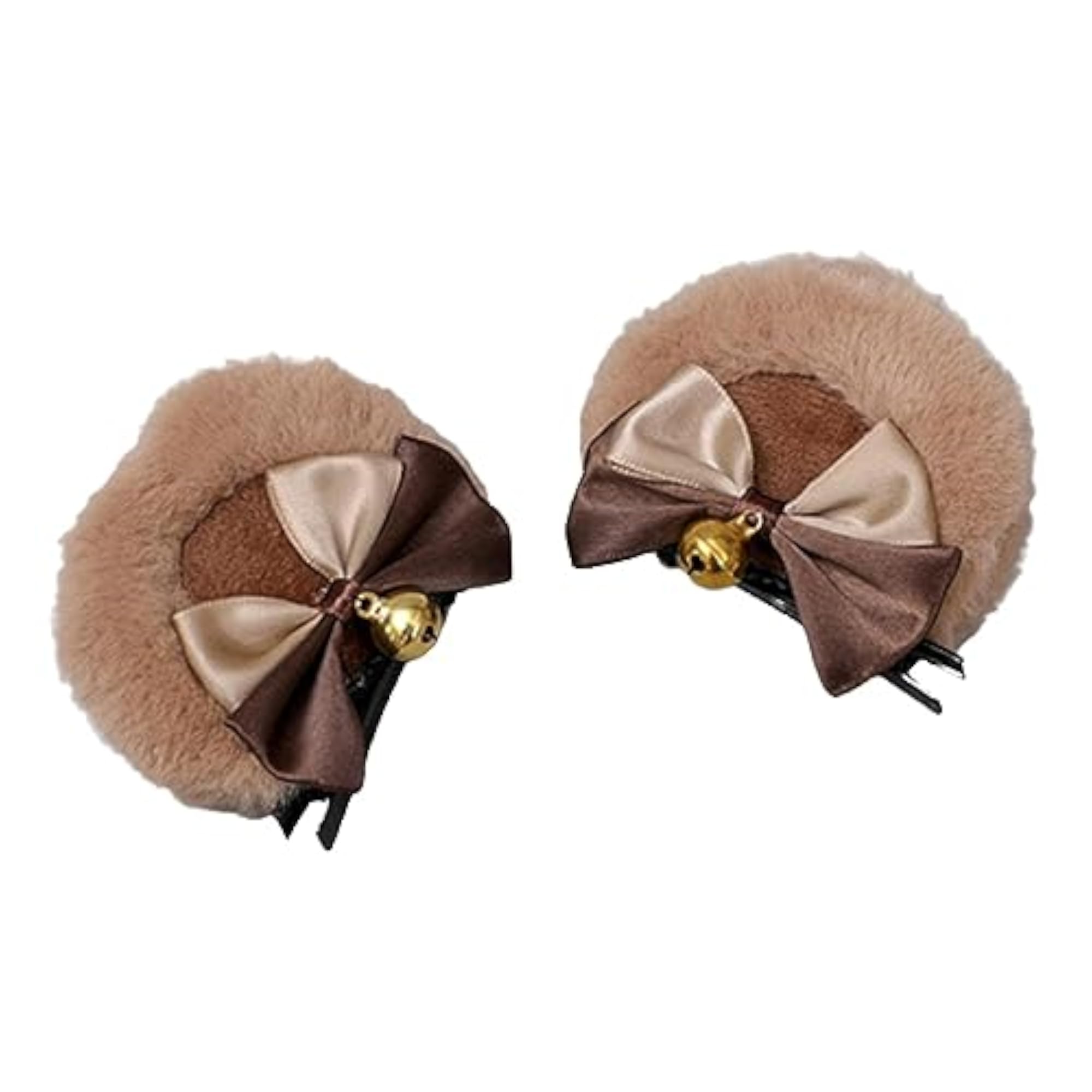 2Pcs Bear Ear Plush Hair Clip Set for Kids