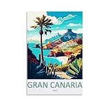 ouweri Gran Canaria España Vintage Póster de Viaje Decoración del Hogar Arte de Pared Impresión Cuadro Decorativo Dormitorio Pinturas Decorativas Estética 20x30cm