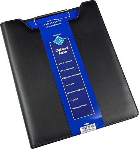 Esposti Carpeta Portapapeles A4  Carpeta Conferencias  Aspecto de Cuero  Almohadilla de Recambio A4 forrada  Bolsillos para documentos  Soporte Bolígrafos  Tapa acolchada