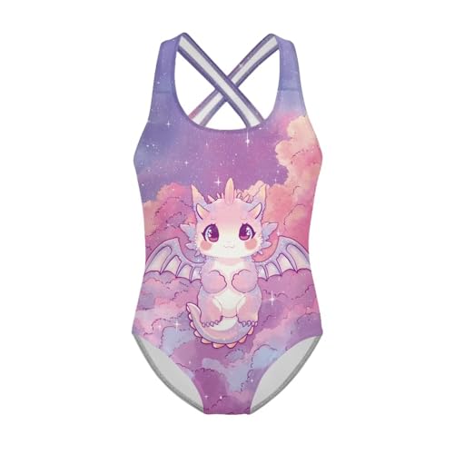 Image of Girls One Piece Swimsuits Axolotl Cross Back Swimwear Beach Summer Quick Dry Beach Bathing Suit