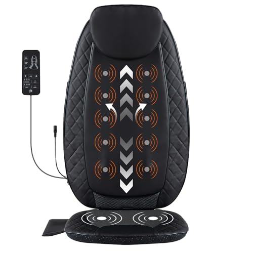 Image of NEWBULIG Massage Chair Pad, Back Massager Seat Cushion with 4 Kneading Nodes & 3-Level Vibration, Shiatsu Deep Tissue Massager for Office Home Use, Grey