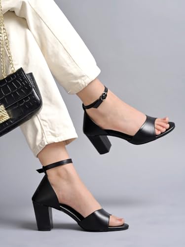 Image of Shoetopia Women's Block Heel Sandals | Elegant Strappy Open Toe Heels for Party & Casual Comfortable Footwear