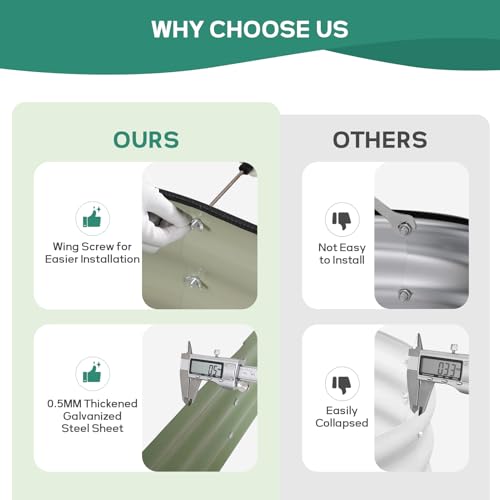 Galvanized Raised Garden Bed - 4×2×1ft (2 Packs) Planter Raised Beds for Gardening | Oval Metal Garden Planter Box with Safety Edging and Gloves for Vegetables Fruits and Flower OliveGreen - Image 6