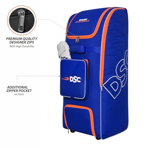 Image of DSC Quadra Duffle Wheelie Cricket Kit Bag with Wheels - Large Capacity Sports Equipment Travel Bag for Players