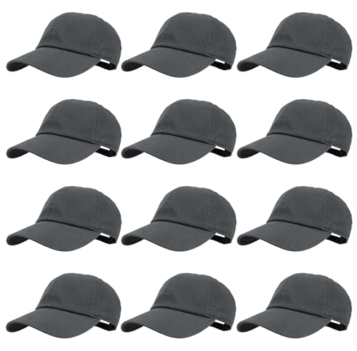 Image of Gelante Baseball Caps Hats 100% Cotton Plain Blank Adjustable Size Wholesale Bulk of 12 Pack