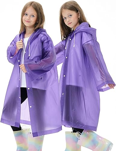 Hoomboom HB003_PU 2 Pack Waterproof Raincoats For Kids Reusable,Eva Rain Ponchos Emergency Rain Jacket thumb #4