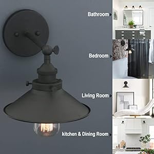 Phansthy industrial wall sconce light 81 inches metal lampshade vintage style 1 light wall light 180 degree adjustable lighting direction black  urban country home decor