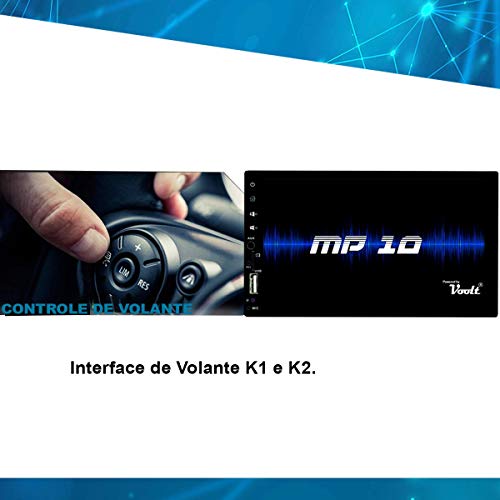 Central Multimidia MP10.1 Voolt Universal 2DIN USB, SD Espelhamento Android e IOS