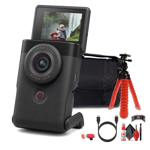 Image of Canon PowerShot V10 Content Creator Compact Vlogging Camera (Black) (5947C002) + 64GB Memory Card + Camera Bag + Flexible Tripod + Cleaning Kit + HDMI Cable + Card Wallet + Card Reader (Renewed)