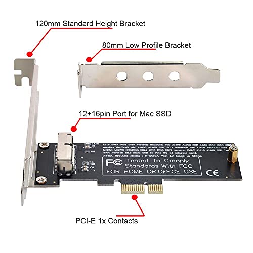 Cablecc PCI Express PCI-E 1X to 12+16Pin 2013-2017 Mac Pro Air SSD Convert Card for A1493 A1502 A1465 A1466 - Image 4