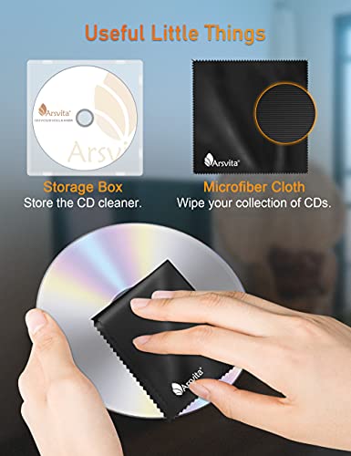Image of Arsvita Laser Lens Cleaner Disc Cleaning Set for CD / VCD / DVD Player, Safe and Effective, ARCD-01 | with Soft Microfiber Cloth, Safe and Effective