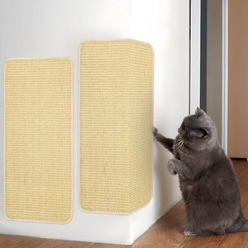 2Pcs Tappetino tiragraffi per gatti, Antigraffio Naturale Tiragraffi per Gatti in Sisal, Tappetino Tiragraffi Orizzontale per pareti, protegge tappeti, mobili, porte e divani 60 x 30 cm