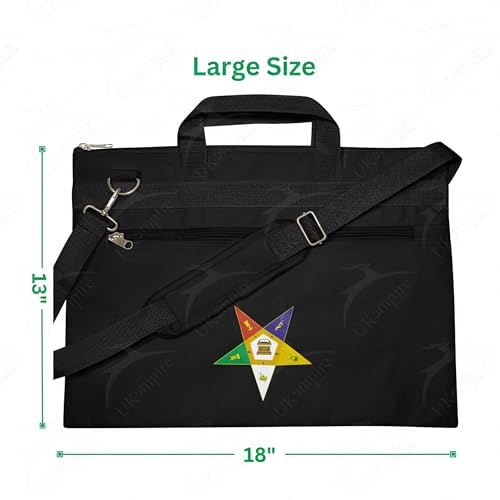 Bolso Tote Negro Estrella Oriental Masónica, Ligero y Resistente al Agua con Asa de Mano y Hombro miniatura 3