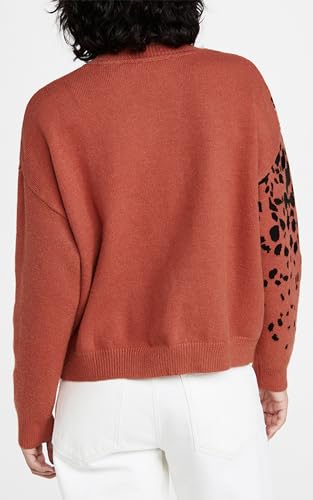 Image of Angashion Women's Sweaters Casual Floral Printed Patchwork Long Sleeves Knitted Pullover Cropped Sweater Tops