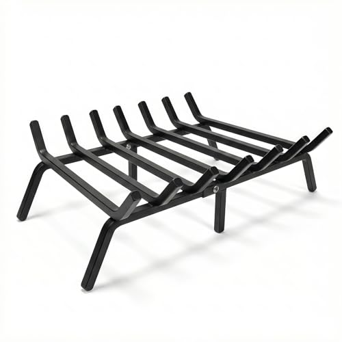 AXYCXIN 24 Inch Fireplace Grate, 1/2' Solid Steel Fireplace Log Holder, Heavy Duty Firewood Log Burning Rack with 7 Support Bars & 6 Support Legs for Indoor Outdoor Camping