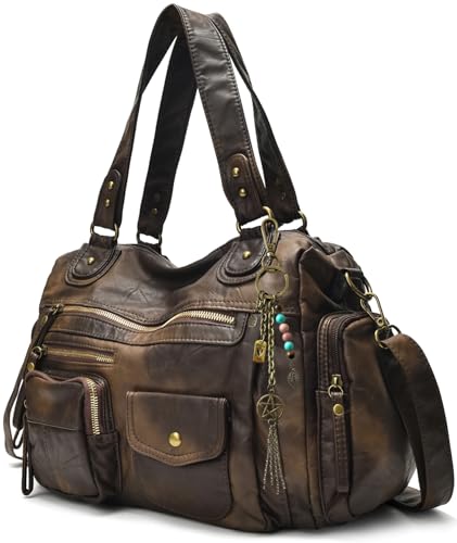 Image of Worldlyda Crossbody Bags for Women Large Tote Soft Leather Purses Washed Y2K Hobo Vintage Handbag Shoulder City Bag