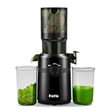 Fretta Cold Press Juicer Machines, Masticating Slow Electric Juicer with 1L and 108mm Feeding Chute,Big Mouth for Whole Fruits and Vegetables,Tritan BPA-Free,200W,High Juice Yield,Easy to Clean,Black