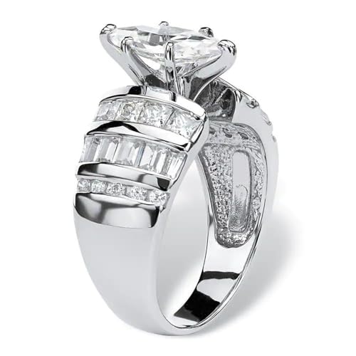 White Gold Plated Cubic Zirconia Shining Exquisite Engagement Rings Wedding Bridal Band Promise Rings Evening Parties Anniversary Valentine's Day Gifts Eternity Bands for Women2