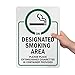 SmartSign 14 x 10 inch “Designated Smoking Area - Place Extinguished Cigarettes In Container Provided” Metal Sign, 40 mil Laminated Rustproof Aluminum, Green, Black and White, Made in USA