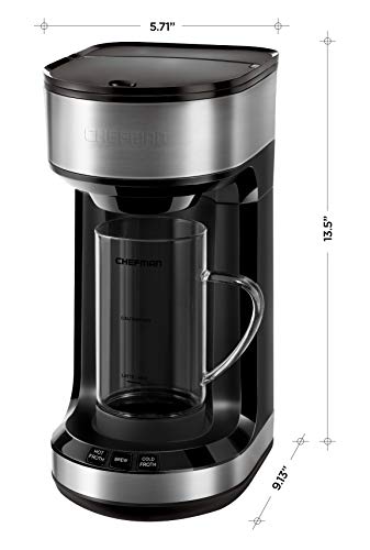 image for Chefman Froth + Brew Coffee Maker and Milk Frother Single Serve Brewer