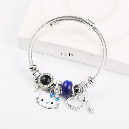 Image of YouLuo Cute Necklace Charm Bracelet Set,Personalized Jewelry Gift for Women | Cute Charm Bracelet, Adjustable Stainless Steel Bracelet, Anime Cartoon Accessories Bracelets for Women Gift and Friendship
