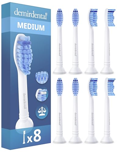8x embouts demirdental pour Philips Sonicare Têtes de brosse de rechange, Medium, Blanc, remplace HX6018