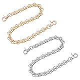 Diseño novedoso: nuestra cadena de metal es diferente de los cinturones de cadena ordinarios, especialmente los eslabones de la cadena están conectados por tres filas de cadenas, cuales son mas unicos, fuerte, de moda y creativo, hacer que su bolso sea más individual y encantador.