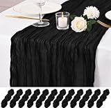 12 Pack Black Cheesecloth Table Runner 17x108 Inch Boho Rustic Semi Sheer Gauze Cheese Cloth Table Runner for Wedding Bridal Shower Baby Shower Party Farmhouse Dining Table Decor