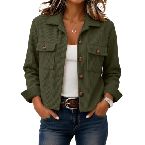 Womens Corduroy Jacket Fall Light Cropped Jackets Dressy Casual Shacket - image 5