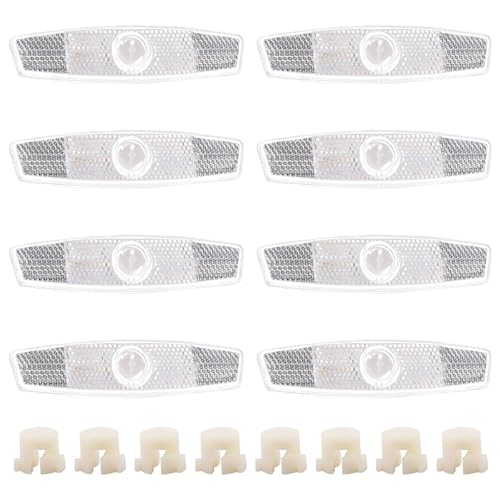 Hshenjhu 8 Piezas Reflector de Bicicleta, Bicicleta Advertencia Reflector, Reflector de Radios de Bicicleta, Bicicleta Luces Reflectantes para Bicicletas, Bicicletas de Montaña y Carrera, Blanco