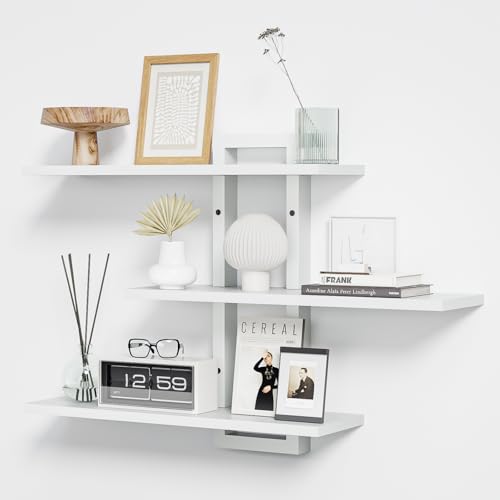 Homode Floating Shelves, Set of 3 Wooden Hanging Shelves for Bath...