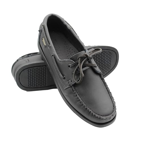 Zerimar Náutico para Hombre de Piel Genuina, Calzado Casual Elegante y Ligero para Uso Diario o Formal, Zapato Suave con Diseño Moderno y Resistente,Color Negro, Talla 40