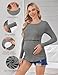 Ekouaer Women 3 Packs Nursing Shirts Long Sleeve Maternity Tops Double Layer Breastfeeding Tees Round Neck Pregnancy Blouse Black/White/Light Grey XL