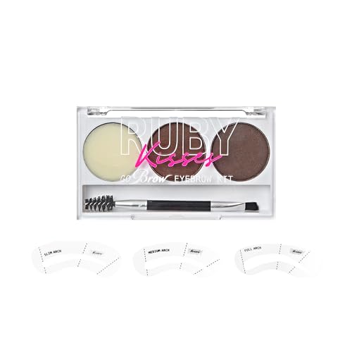 Ruby Kisses Go Brow Eyebrow Kit, Black Dark Brown