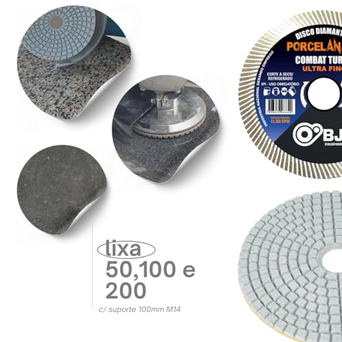 BJB equipamentos - Kit Acabamento 45 Graus 3 Lixas 1 Rebolo 1 Suporte 1 Disco