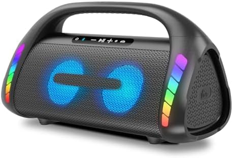 LFS Bluetooth Speaker,100W Loud Speakers Bluetooth Wireless with Deep Bass, LED Lights, IPX6 Waterproof, 30H Playtime, Portable Outdoor Speaker Boombox for Camping,Beach, Party