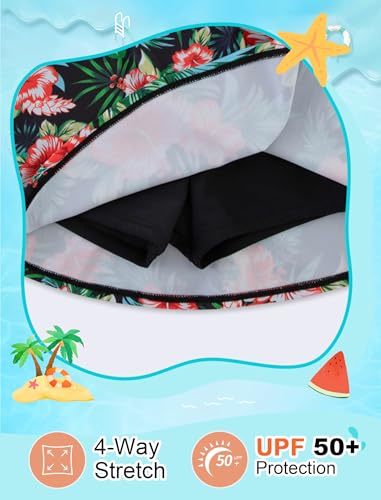 Image of Girls Swimsuit Long Sleeve Swim Shirt 3 Piece Rash Guard for Girls Bathing Suit with Boyshorts