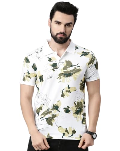 Image of Noble Monk Men's Cotton Regular Fit Polo Neck Printed Half Sleeve T-Shirt