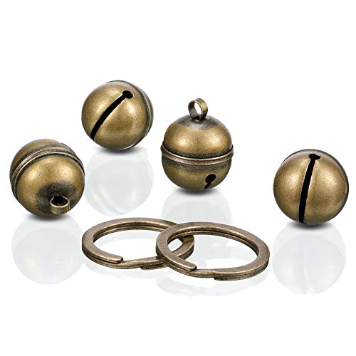2 Strings In 4 Pieces Cat Dog Collar Bells Brass Bells For Collar Dog Charm Bells Pet Pendant With Key Rings For Collars Necklace (Bronze) #TOP1