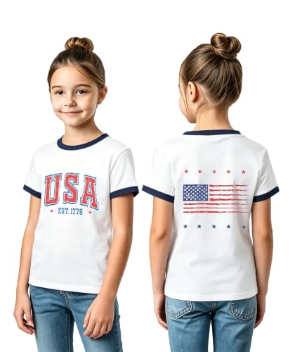 Image of Kids 250th Anniversary USA Shirts Boys Girls USA Shirt 4th of July Outfits Cute Patriotic Top