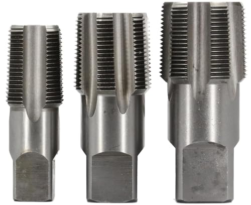 Image of Drill America 3 Piece NPT Pipe Tap Set (1 inch, 1-1 /4 inch and 1-1 /2 inch), Carbon Steel Plumbing Tap Set, Plastic Pouch Case, POU Series