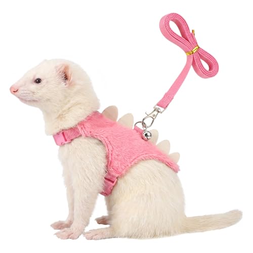 Ferret Harness and Leash Set Pink Adjustable Vest for Ferret