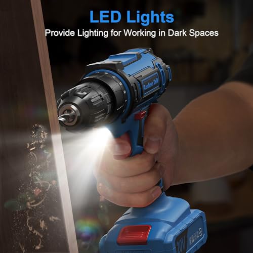 Cordless Drill Set, VIWKO 20V Power Drill with Power Pack 2.0Ah and Charger, 3/8-Inch Keyless Chuck Electricdrill, 25+1 Torque, 42pcs Drilldriver Bits/Screws for DIY Projects (Blue)