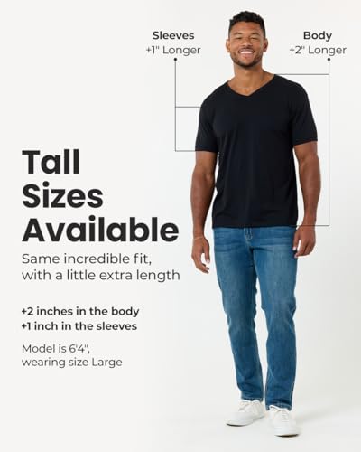 Image of Men's V-Neck T-Shirt Fitted Short Sleeve Soft Cotton Vneck Tees S-2XL