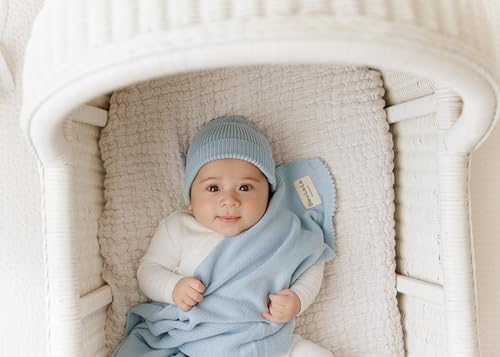 Image of Baby Gift Set - Organic Cotton Newborn Blanket Essentials, Thoughtful Baby Shower & New Baby Gift for Boys & Girls (Luxe - Sky Blue)