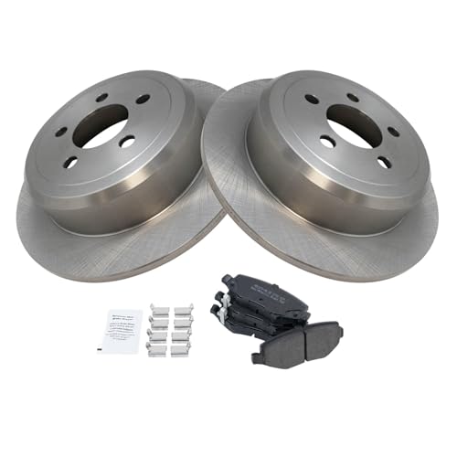 Image of TRQ Rear Brake Pad and Rotor Set Semi Metallic Solid Rotors | For 2008-2012 Jeep Liberty 2007-2011 Dodge Nitro